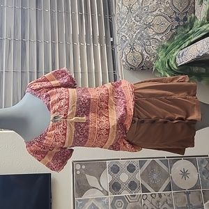 Lucky Brand bohemian Short sleeve thin top